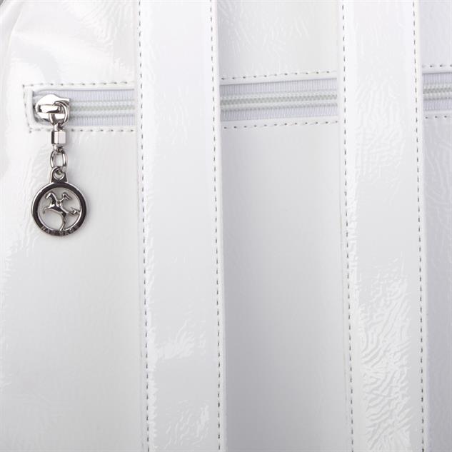 Nas Bag Kadın Dönüştürülebilir Sırt ve Omuz Çantası Şık Geniş Fermuarlı Çanta (24x31x14 cm) Beyaz  Krsk Rugan