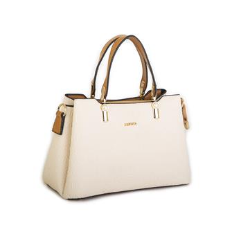 Nas Bag Kadın El Çantası Krem  Camel Gofraj