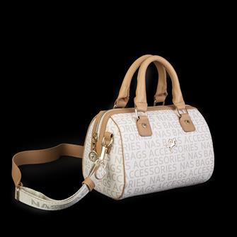 Nas Bag Kadın El Çantası Krem Camel Yazili