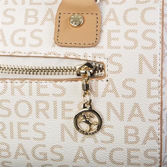 Nas Bag Kadın El Çantası Krem Camel Yazili