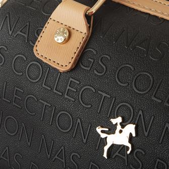 Nas Bag Kadın El Çantası Siyah Camel Gofraj 