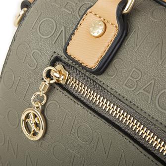 Nas Bag Kadın El Çantası Yeşil Camel Gofraj