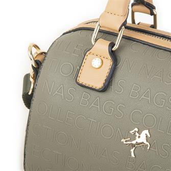 Nas Bag Kadın El Çantası Yeşil Camel Gofraj