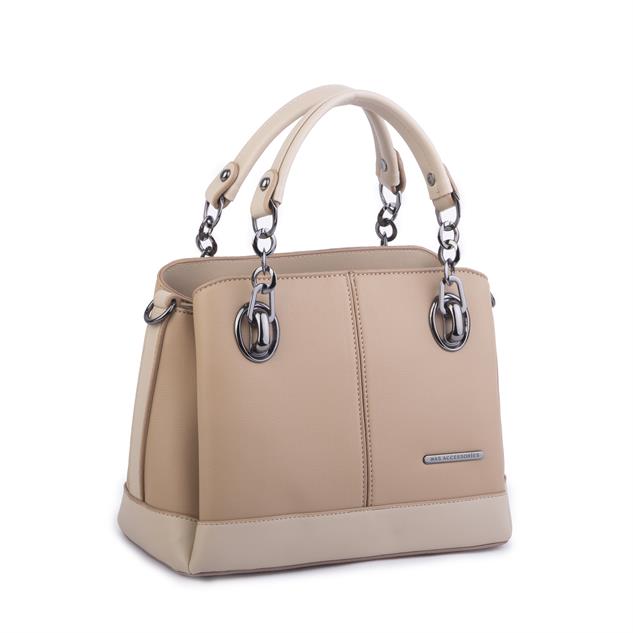 Nas Bag Kadın El ve Omuz Çantası Kum Ardıç (en:28 cm ; boy:21 cm )