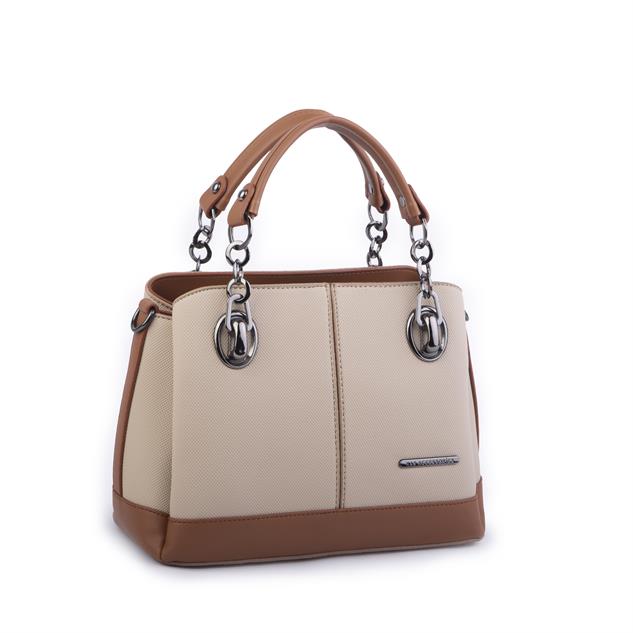 Nas Bag Kadın El ve Omuz Çantası Kum Taba Lacst (en:28 cm ; boy:21 cm )