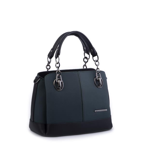 Nas Bag Kadın El ve Omuz Çantası Petrol Lacst  (en:28 cm ; boy:21 cm )