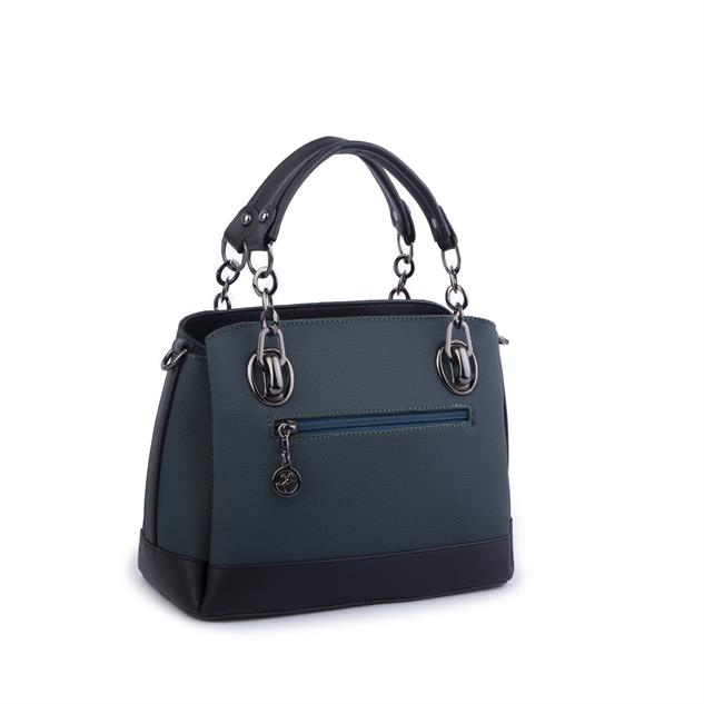 Nas Bag Kadın El ve Omuz Çantası Petrol Lacst  (en:28 cm ; boy:21 cm )
