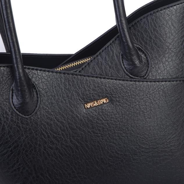 Nas Bag Kadın El ve Omuz Çantası Premium Seri Siyah Victoria