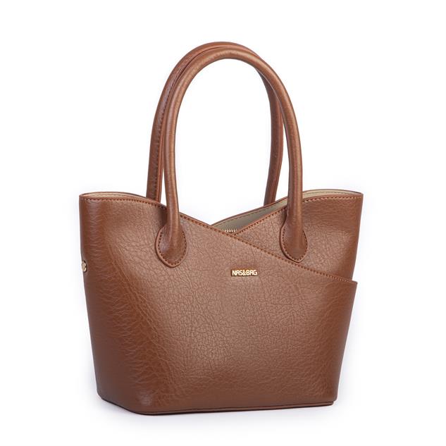 Nas Bag Kadın El ve Omuz Çantası Premium Seri Taba Victoria