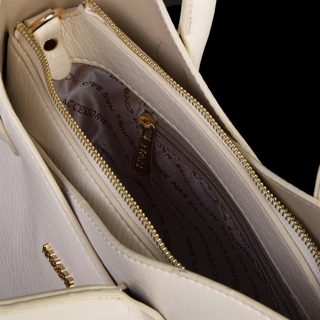 Nas Bag Kadın El ve Omuz Çantası Premium Seri Krem  Victoria