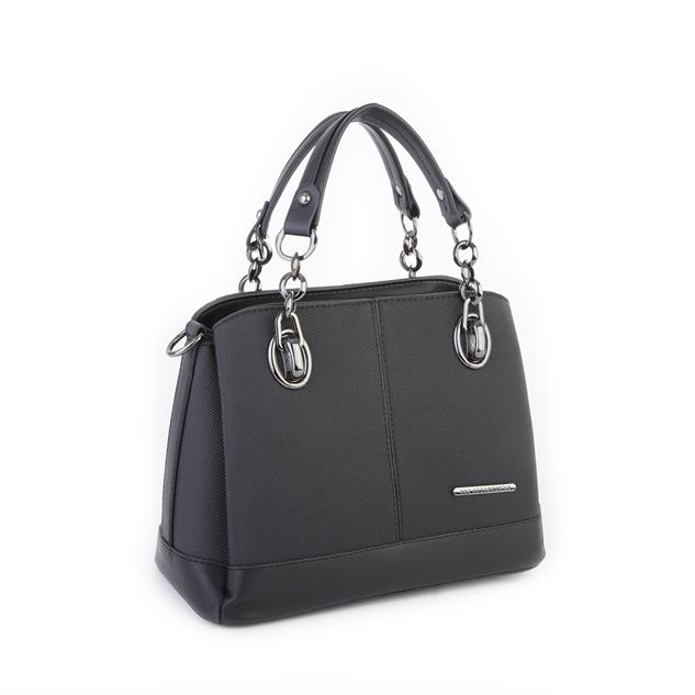 Nas Bag Kadın El ve Omuz Çantası Siyah Lacst  (en:28 cm ; boy:21 cm )
