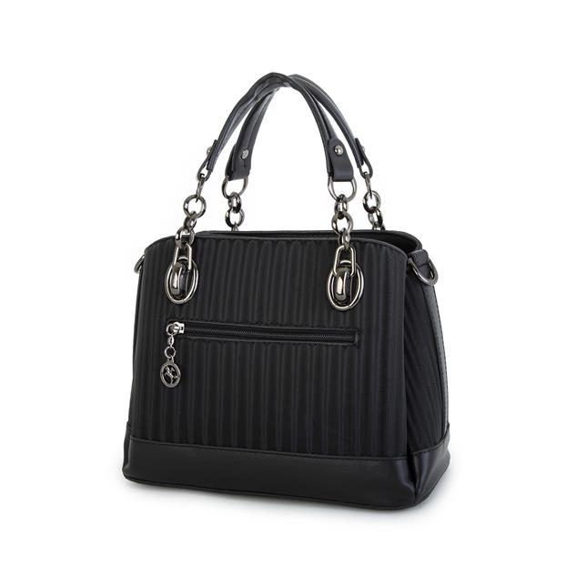 Nas Bag Kadın El ve Omuz Çantası Siyah Cosmos (en:28 cm ; boy:21 cm )