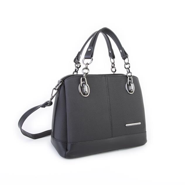 Nas Bag Kadın El ve Omuz Çantası Siyah Lacst  (en:28 cm ; boy:21 cm )