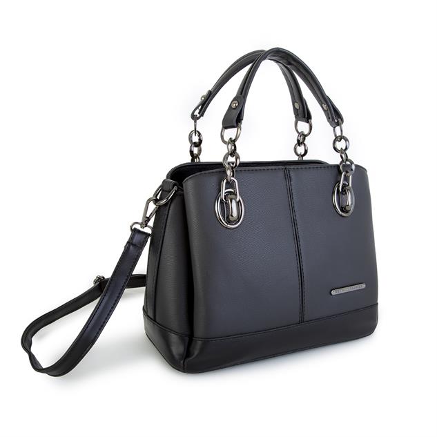 Nas Bag Kadın El ve Omuz Çantası Siyah Ardıç  (en:28 cm ; boy:21 cm )