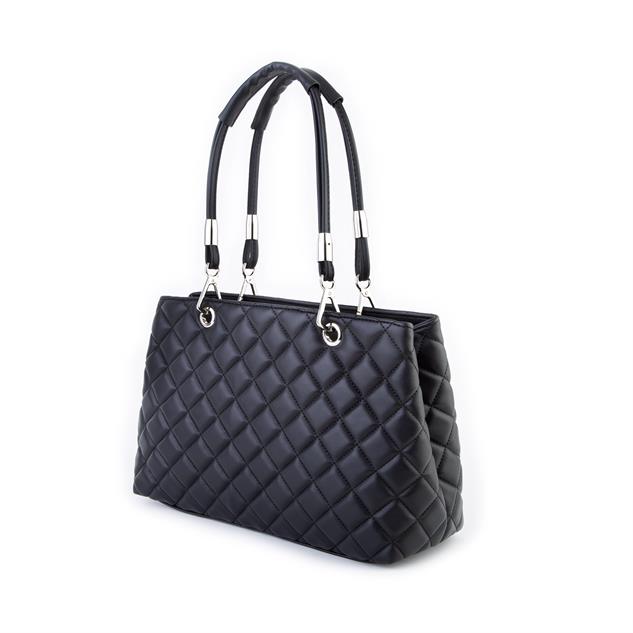 Nas Bag Kapitone Kadın El ve Omuz  Çantası Siyah Kuzu (en:23 cm x boy :36 cm)