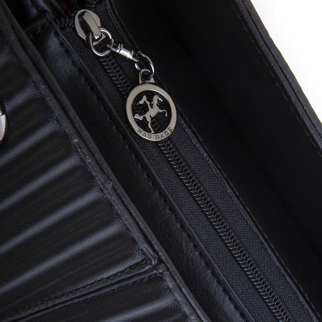 Nas Bag Kadın El ve Omuz Çantası Siyah Cosmos (en:28 cm ; boy:21 cm )