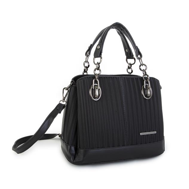 Nas Bag Kadın El ve Omuz Çantası Siyah Cosmos (en:28 cm ; boy:21 cm )