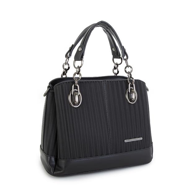 Nas Bag Kadın El ve Omuz Çantası Siyah Cosmos (en:28 cm ; boy:21 cm )
