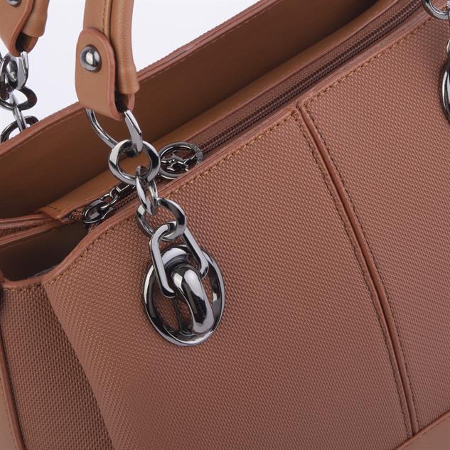 Nas Bag Kadın El ve Omuz Çantası Taba Lacst  (en:28 cm ; boy:21 cm )