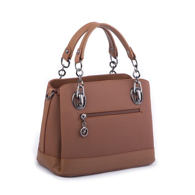Nas Bag Kadın El ve Omuz Çantası Taba Lacst  (en:28 cm ; boy:21 cm )