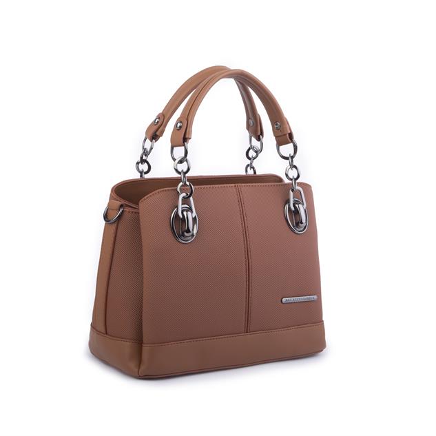 Nas Bag Kadın El ve Omuz Çantası Taba Lacst  (en:28 cm ; boy:21 cm )
