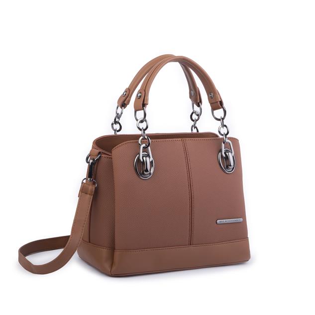 Nas Bag Kadın El ve Omuz Çantası Taba Lacst  (en:28 cm ; boy:21 cm )