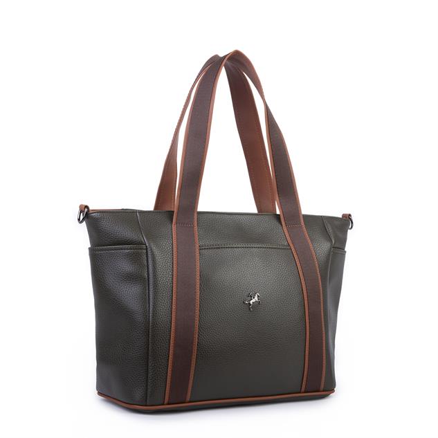 Nas Bag Kadın Extra Büyük Omuz Çantası ve Spor Çantası ( 46x36 cm ) Haki Taba Kahve Lopez