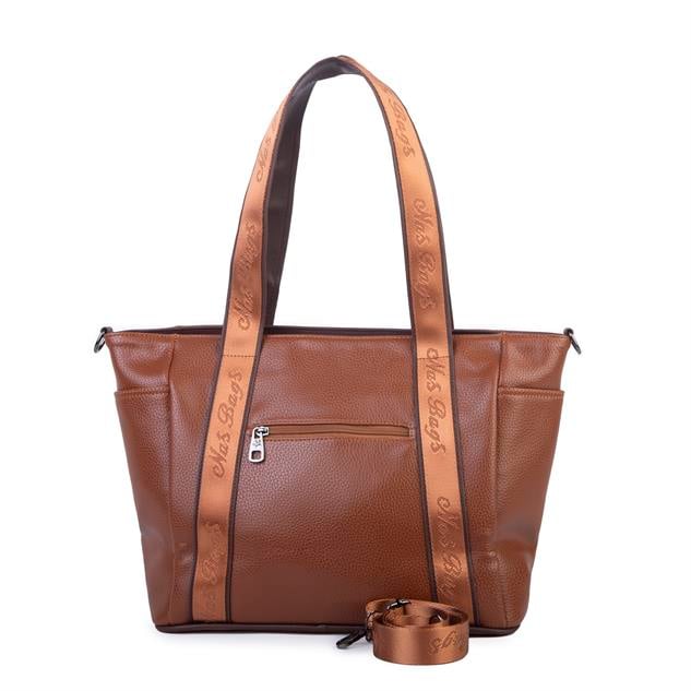 Nas Bag Kadın Extra Büyük Omuz Çantası ve Spor Çantası ( 46x36 cm ) Taba Kahve Lopez