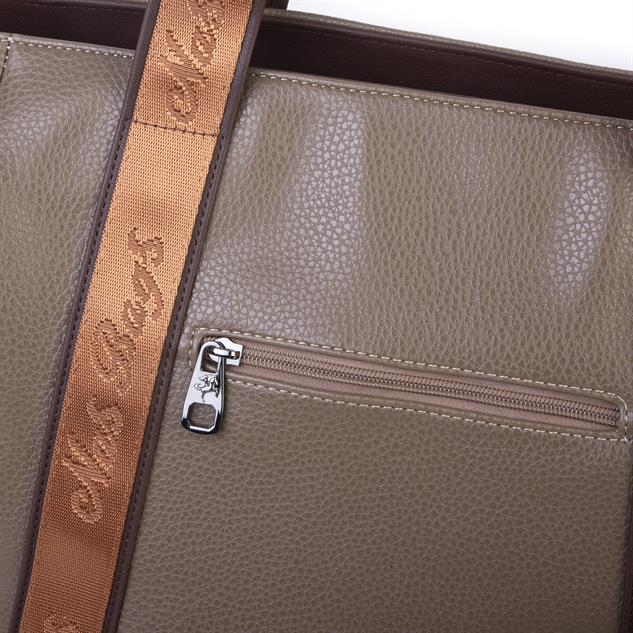 Nas Bag Kadın Extra Büyük Omuz Çantası ve Spor Çantası ( 46x36 cm ) Vizon Kahve Taba Lopez