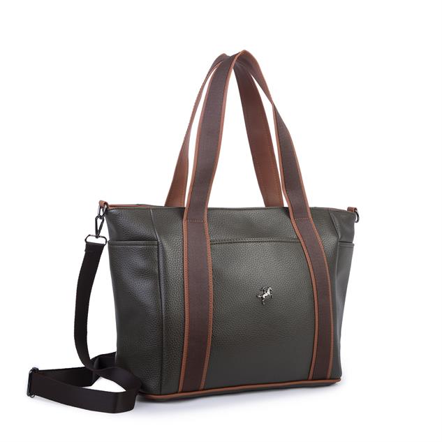 Nas Bag Kadın Extra Büyük Omuz Çantası ve Spor Çantası ( 46x36 cm ) Haki Taba Kahve Lopez