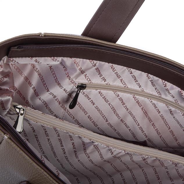 Nas Bag Kadın Extra Büyük Omuz Çantası ve Spor Çantası ( 46x36 cm ) Vizon Kahve Taba Lopez