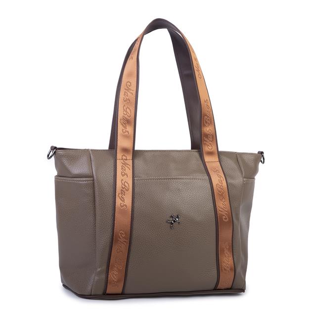 Nas Bag Kadın Extra Büyük Omuz Çantası ve Spor Çantası ( 46x36 cm ) Vizon Kahve Taba Lopez