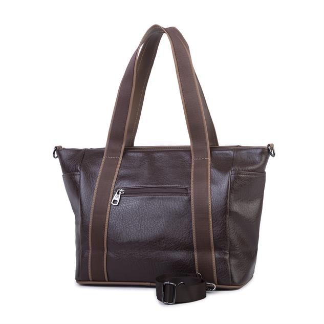 Nas Bag Kadın Extra Büyük Omuz Çantası ve Spor Çantası ( 46x36 cm ) Kahve Vizon Victoria