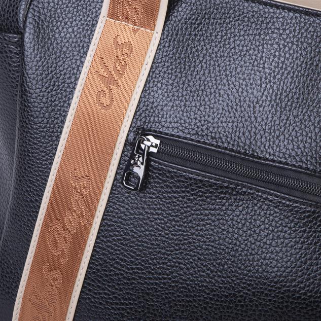 Nas Bag Kadın Extra Büyük Omuz Çantası ve Spor Çantası ( 46x36 cm ) Siyah Kum Taba Lopez