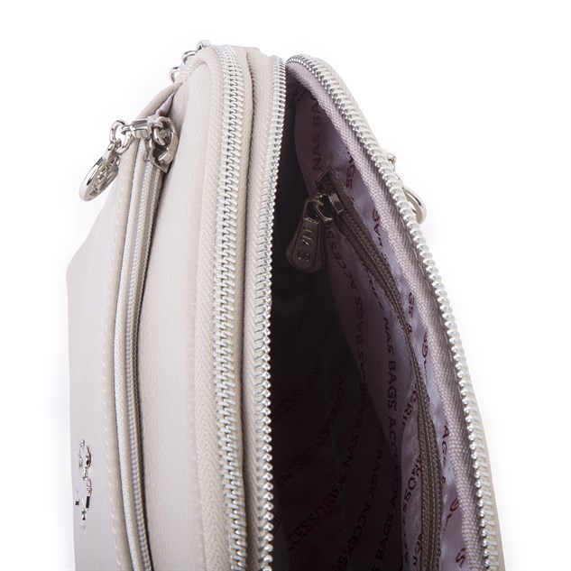 Nas Bag Kadın Günlük Sade Şık Çok Gözlü Çapraz Çanta (23x14 cm) Kum Lopez