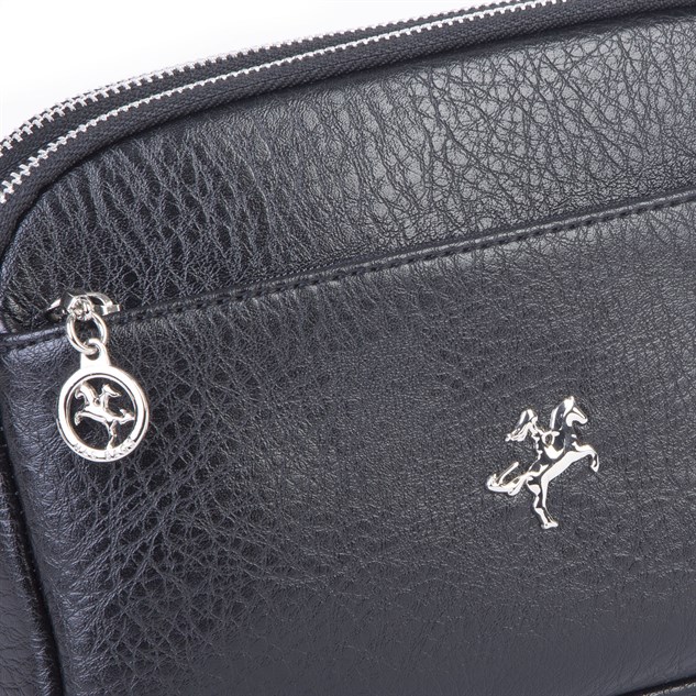 Nas Bag Kadın Günlük Sade Şık Çok Gözlü Çapraz Çanta (23x14 cm) Siyah Victoria