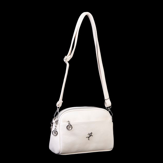 Nas Bag Kadın Günlük Sade Şık Çok Gözlü Çapraz Çanta (23x14 cm) Krem Victoria