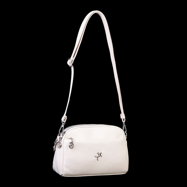 Nas Bag Kadın Günlük Sade Şık Çok Gözlü Çapraz Çanta (23x14 cm) Krem Lopez