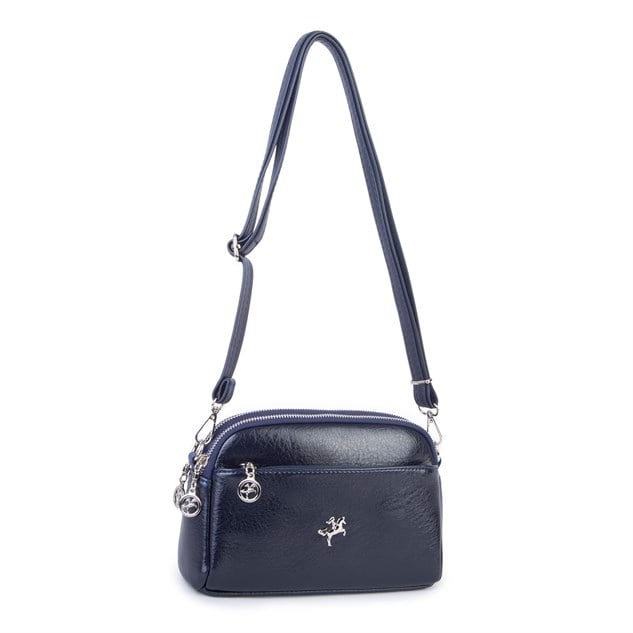 Nas Bag Kadın Günlük Sade Şık Çok Gözlü Çapraz Çanta (23x14 cm) Lacivert Victoria