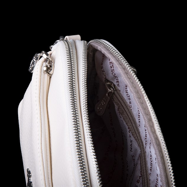 Nas Bag Kadın Günlük Sade Şık Çok Gözlü Çapraz Çanta (23x14 cm) Krem Lopez