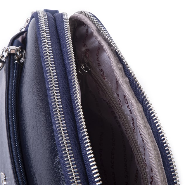 Nas Bag Kadın Günlük Sade Şık Çok Gözlü Çapraz Çanta (23x14 cm) Lacivert Victoria