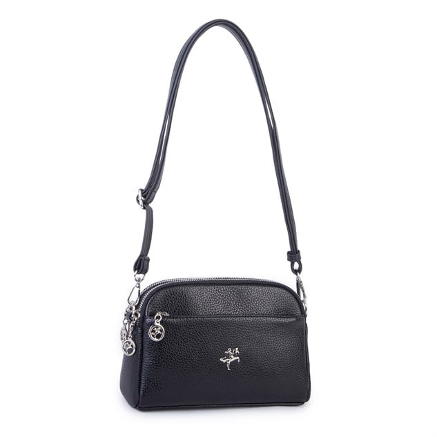 Nas Bag Kadın Günlük Sade Şık Çok Gözlü Çapraz Çanta (23x14 cm) Siyah Lopez