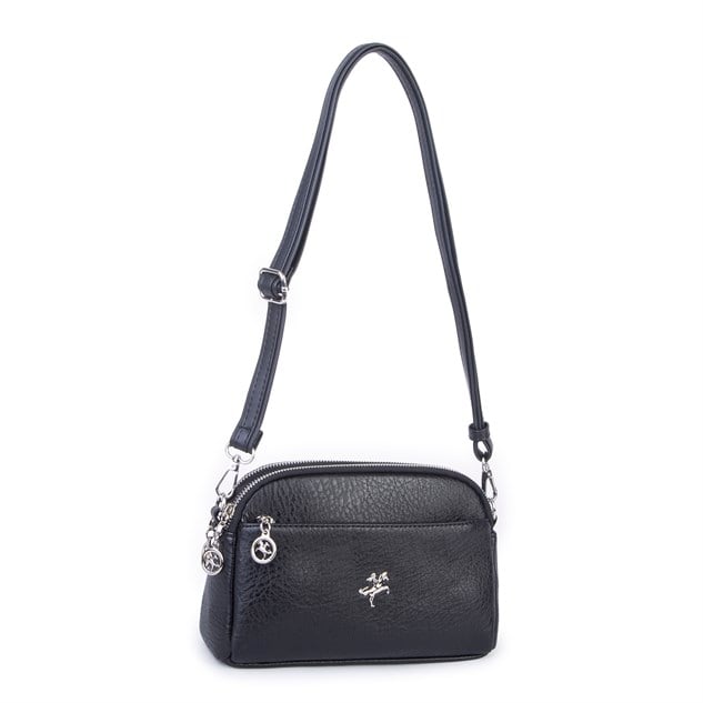 Nas Bag Kadın Günlük Sade Şık Çok Gözlü Çapraz Çanta (23x14 cm) Siyah Victoria