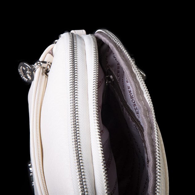 Nas Bag Kadın Günlük Sade Şık Çok Gözlü Çapraz Çanta (23x14 cm) Krem Victoria