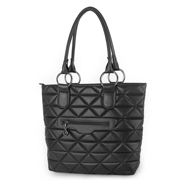 Nas Bag Kadın Kapitone  Büyük Boy Omuz Çantası ( 34x33x9 cm) Siyah  Kapitone 