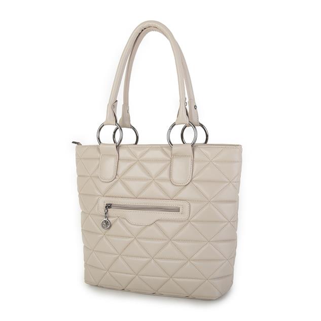 Nas Bag Kadın Kapitone  Büyük Boy Omuz Çantası ( 34x33x9 cm) Kum  Kapitone 