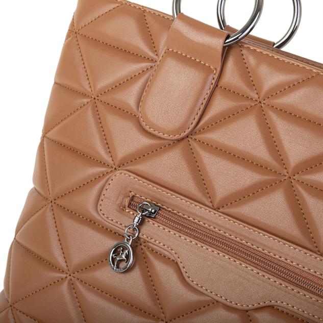 Nas Bag Kadın Kapitone  Büyük Boy Omuz Çantası ( 34x33x9 cm) Taba   Kapitone 