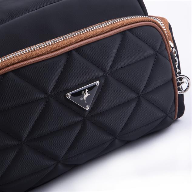Nas Bag Kadın Kapitone Çok Cepli Çapraz Çanta Siyah Taba Buzzy 