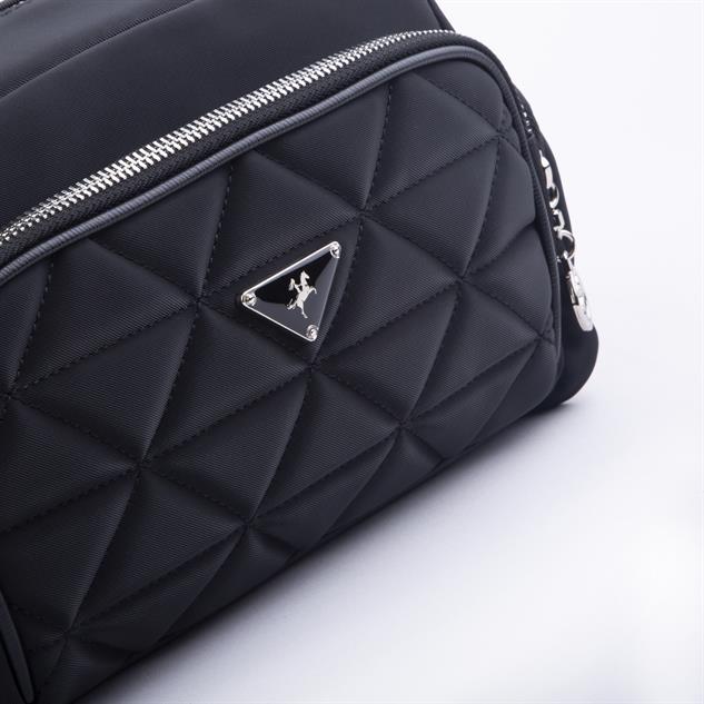 Nas Bag Kadın Kapitone Çok Cepli Çapraz Çanta Siyah Buzzy