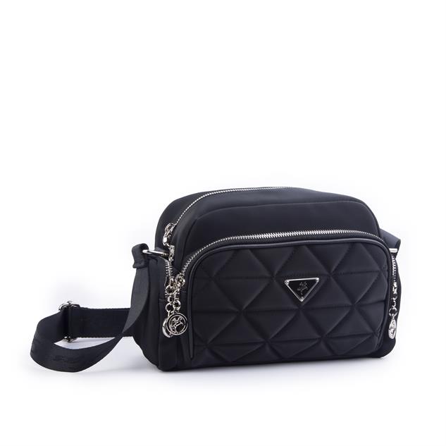Nas Bag Kadın Kapitone Çok Cepli Çapraz Çanta Siyah Buzzy